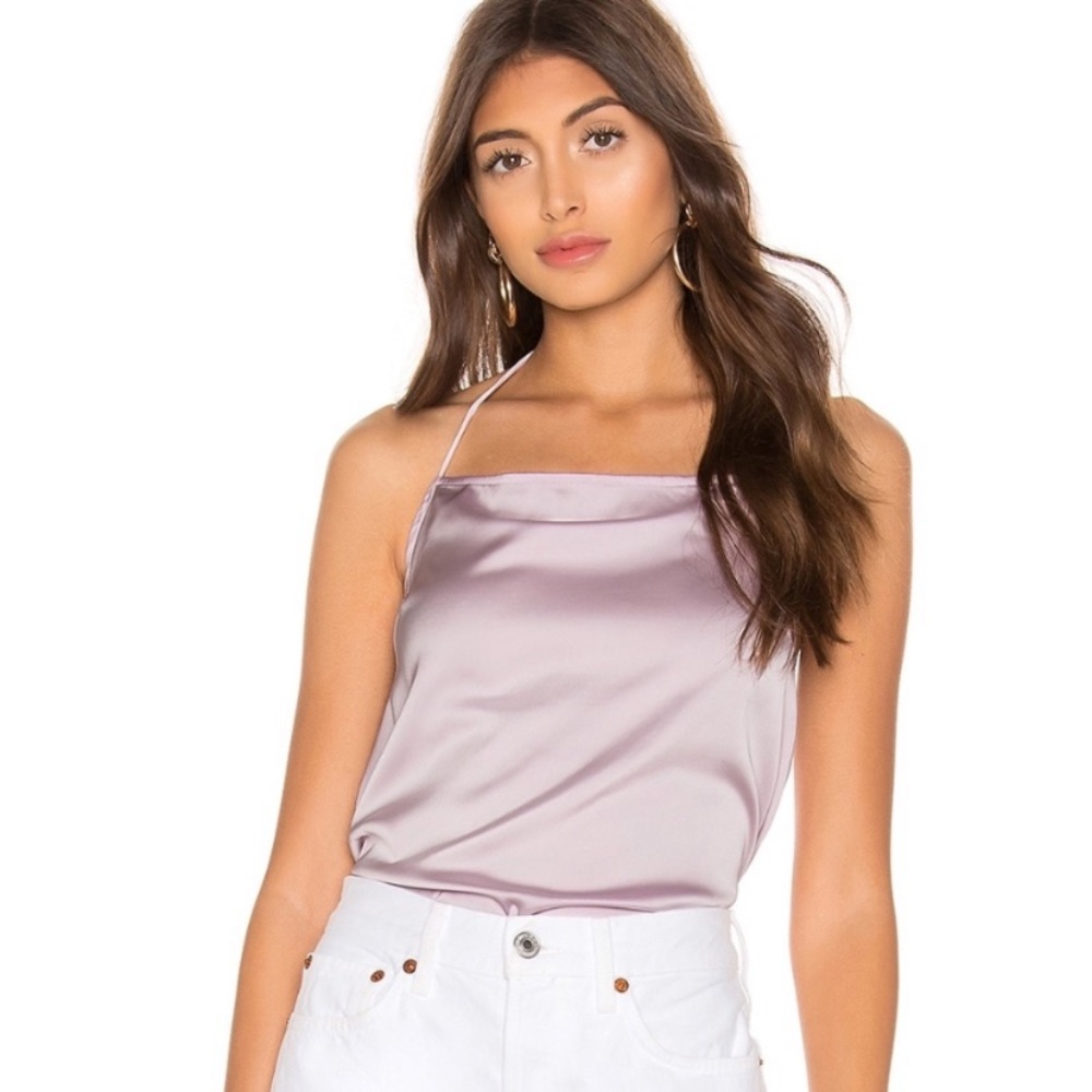 Superdown pink silk halter top